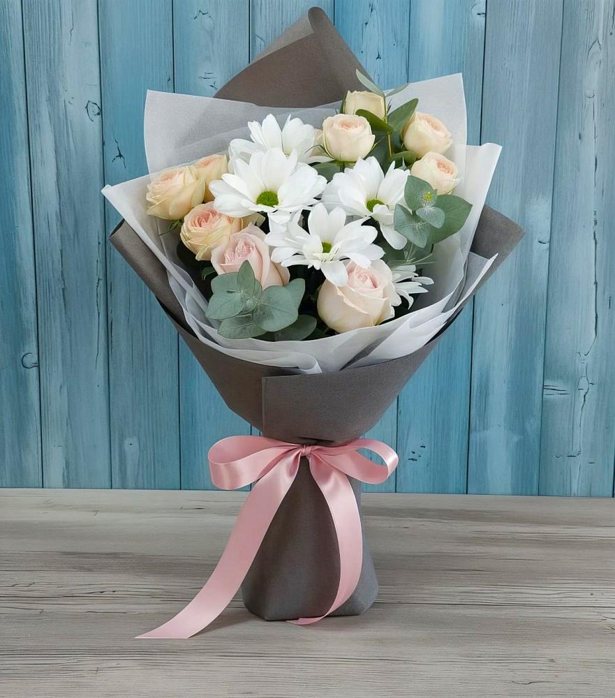 Букет цветов из: Хризантемы и Розы в Болхове