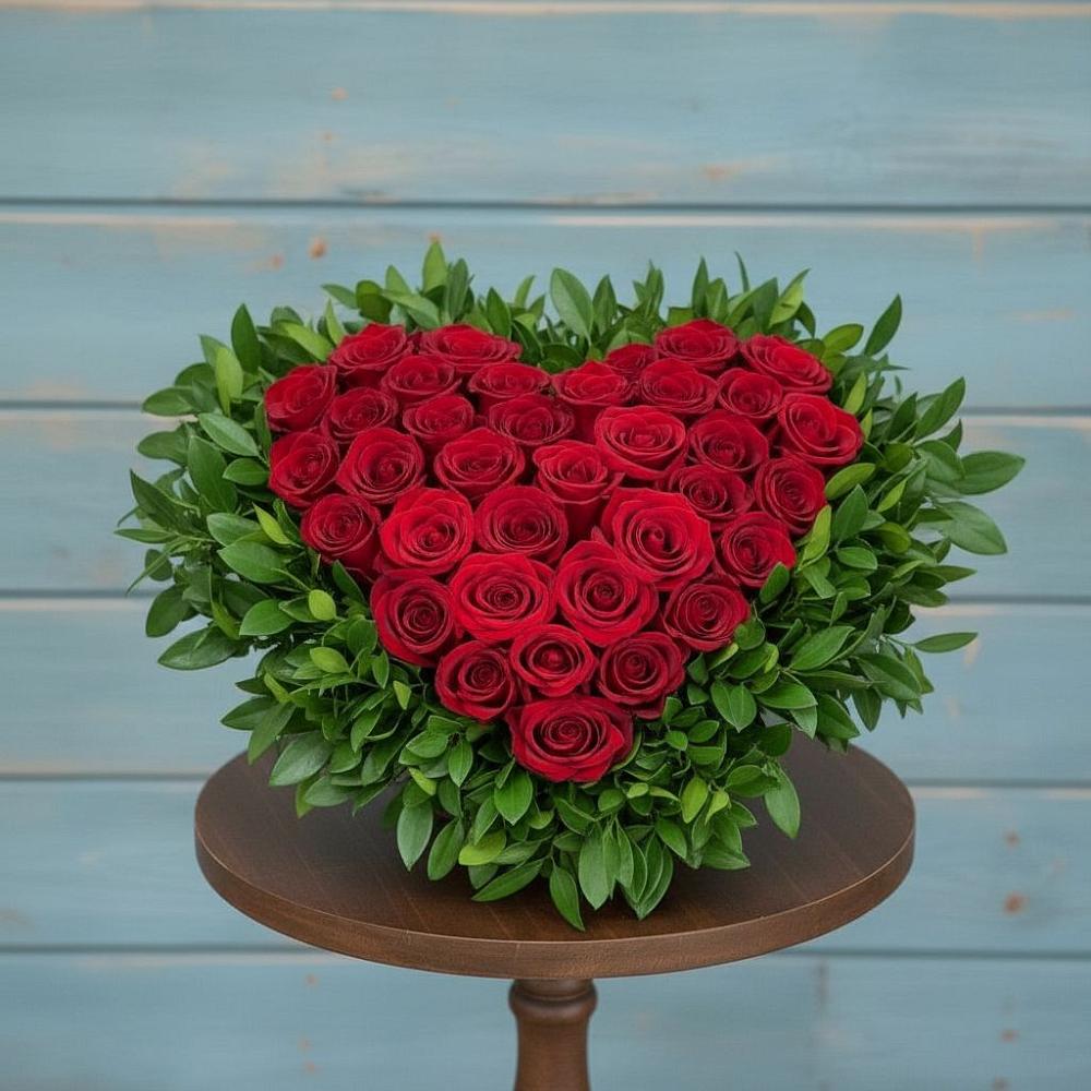 Цветочная композиция из Розы в виде сердца в Болхове