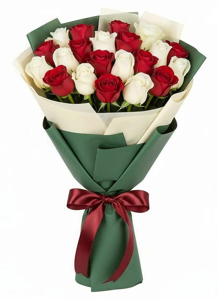 Букет Микс из красных и белых роз в Болхове