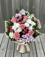 Букет цветов из:  Альстромерии, Гвоздики, Розы и Хризантемы в Болхове