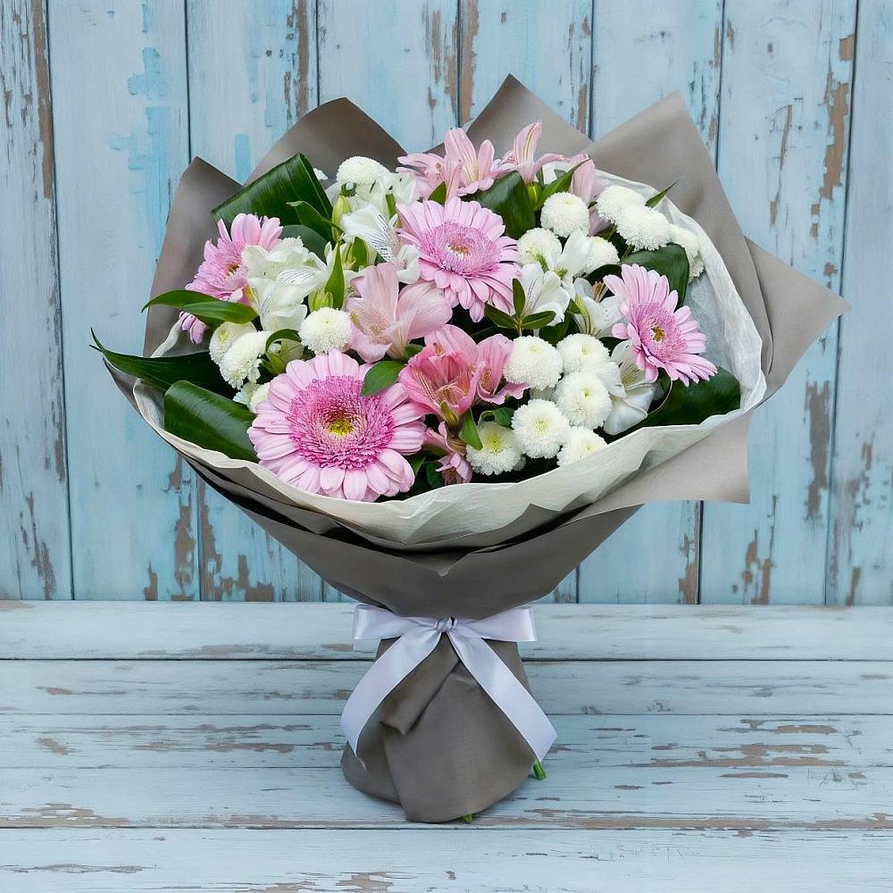 Букет цветов из: Герберы, Альстромерии и Хризантемы в Болхове